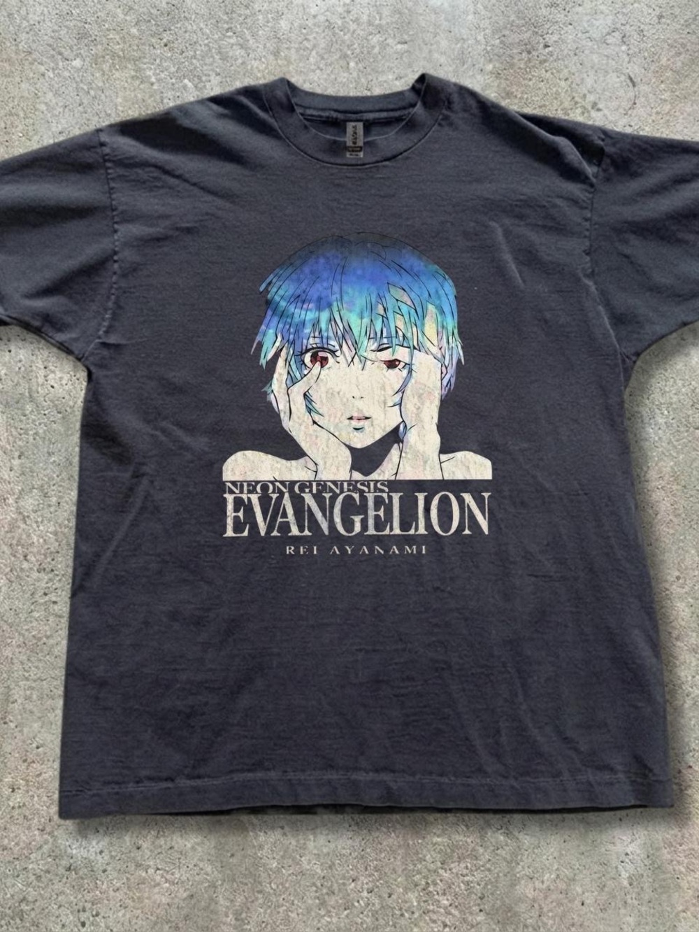 Gildan Black Neon Genesis Evangelion Rei Ayanami Graphic Tee